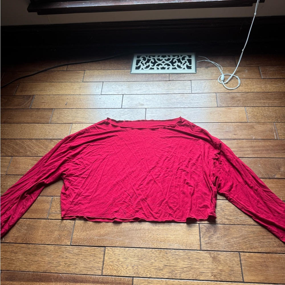(BOGO) Red Off the Shoulder Long Sleeve Top